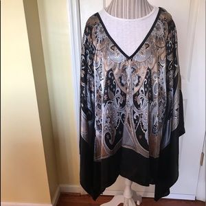 Ashley Stewart Paisley Tunic Top Black Size 3X